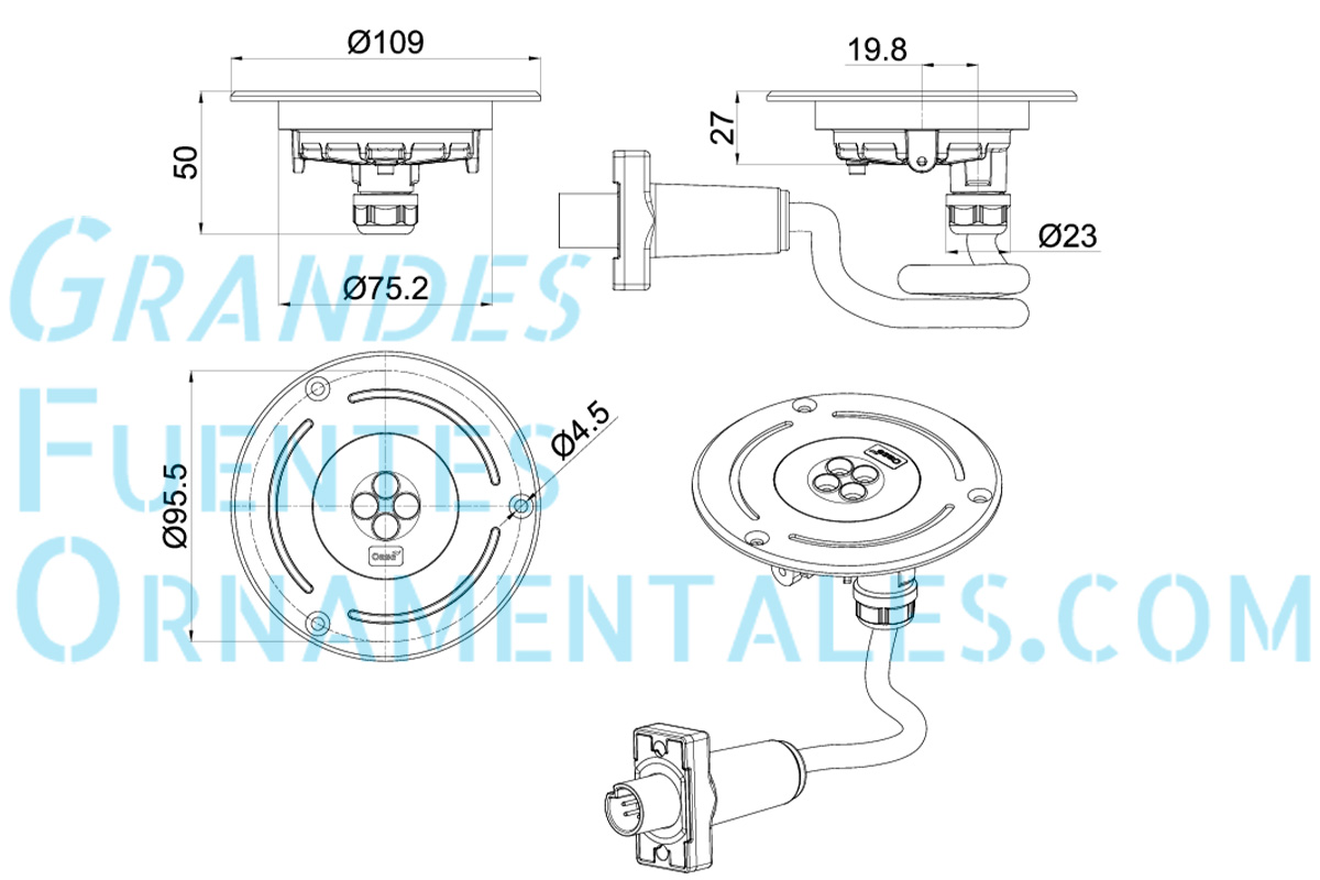 Dimensiones ProfiFloor LED S RGBW -DMX-02