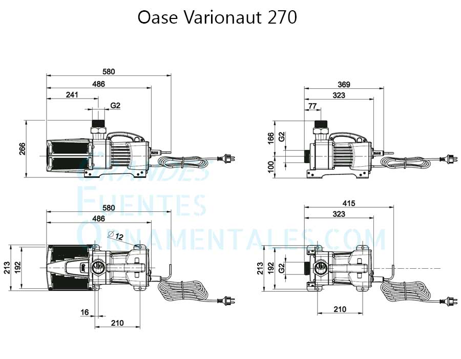 Dimensiones Oase Varionaut 270