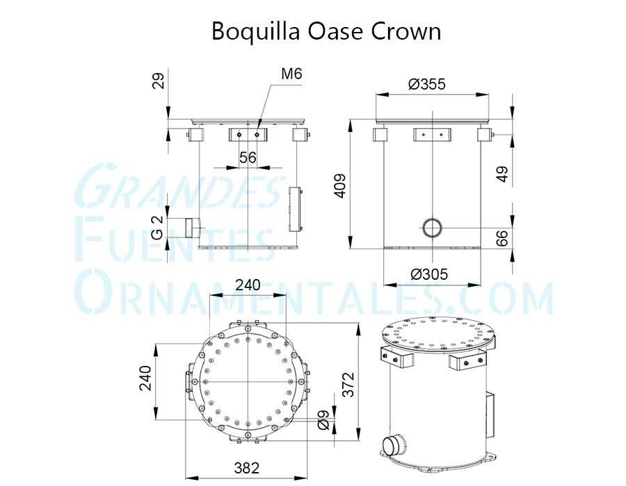 Dimensiones Oase Crown