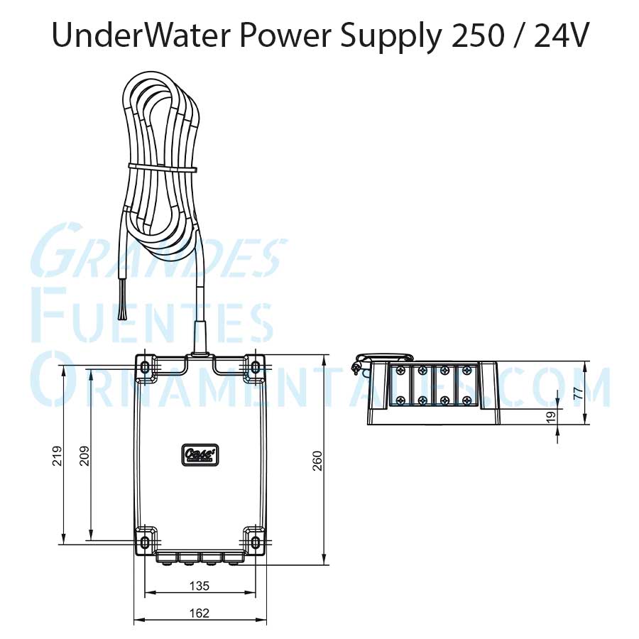Dimensiones Fuente de alimentación 250-24V Oase