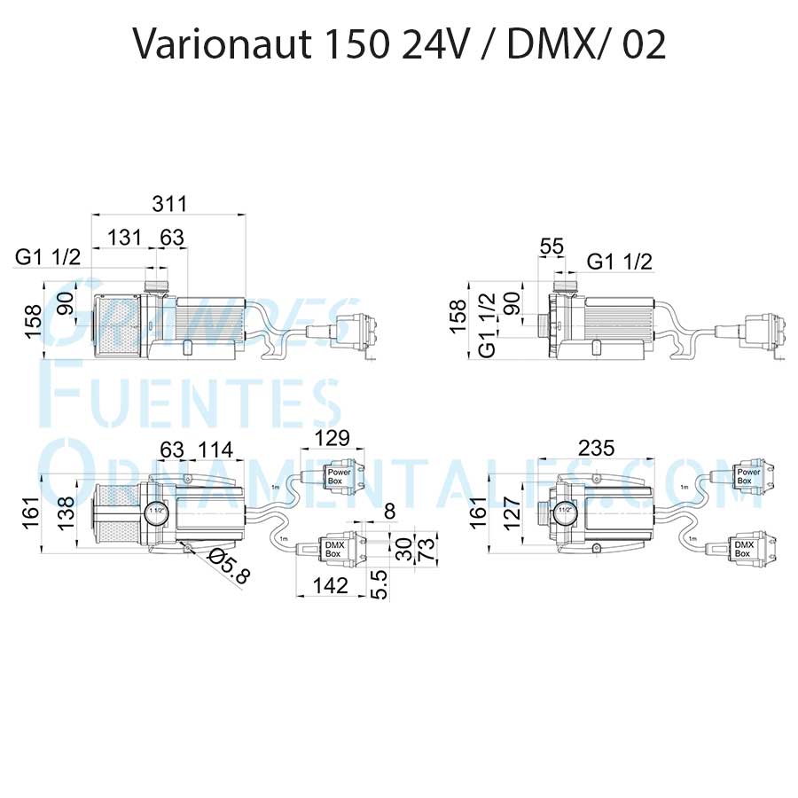 Dimensiones Oase Varionaut 150 24V