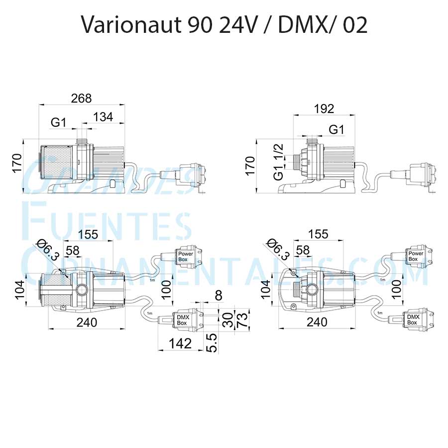 Dimensiones Oase Varionaut 90 24V